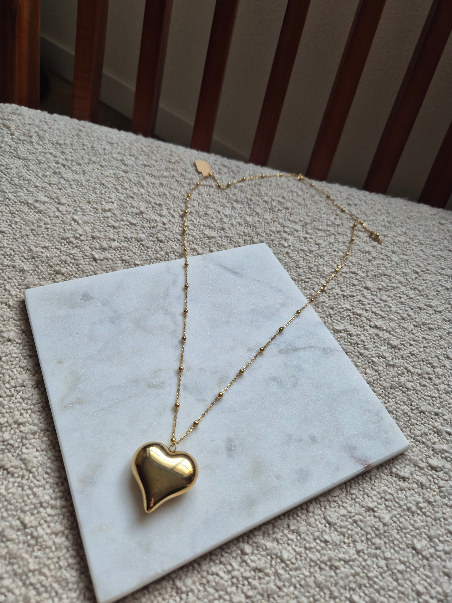 Lange gouden hartketting - stainless steel - goudkleurig