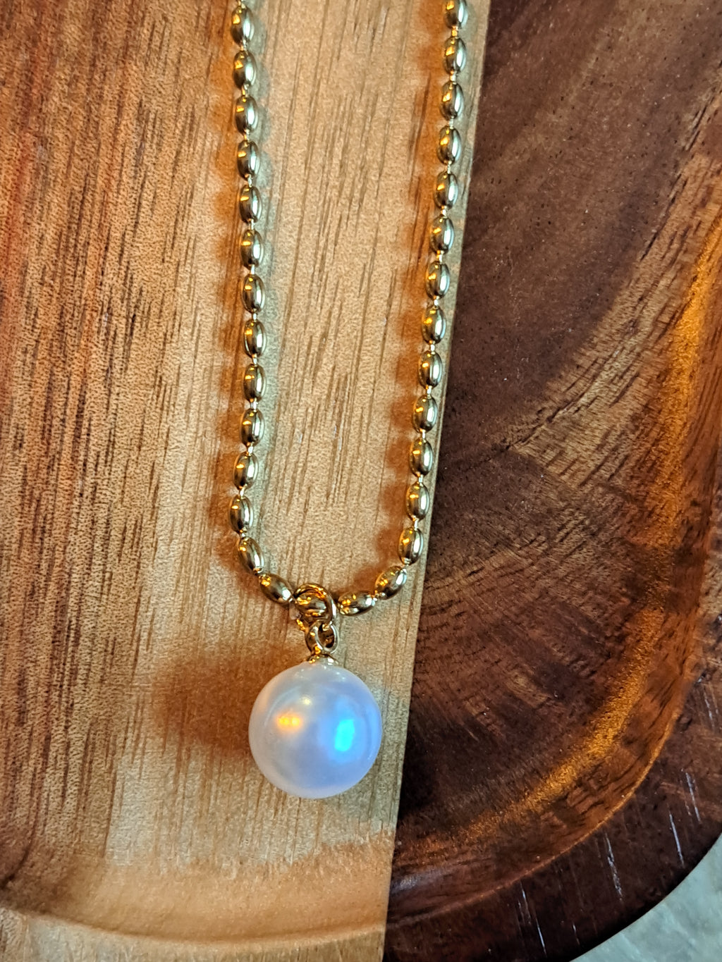 Sissy parel rib ketting - stainless steel - goud