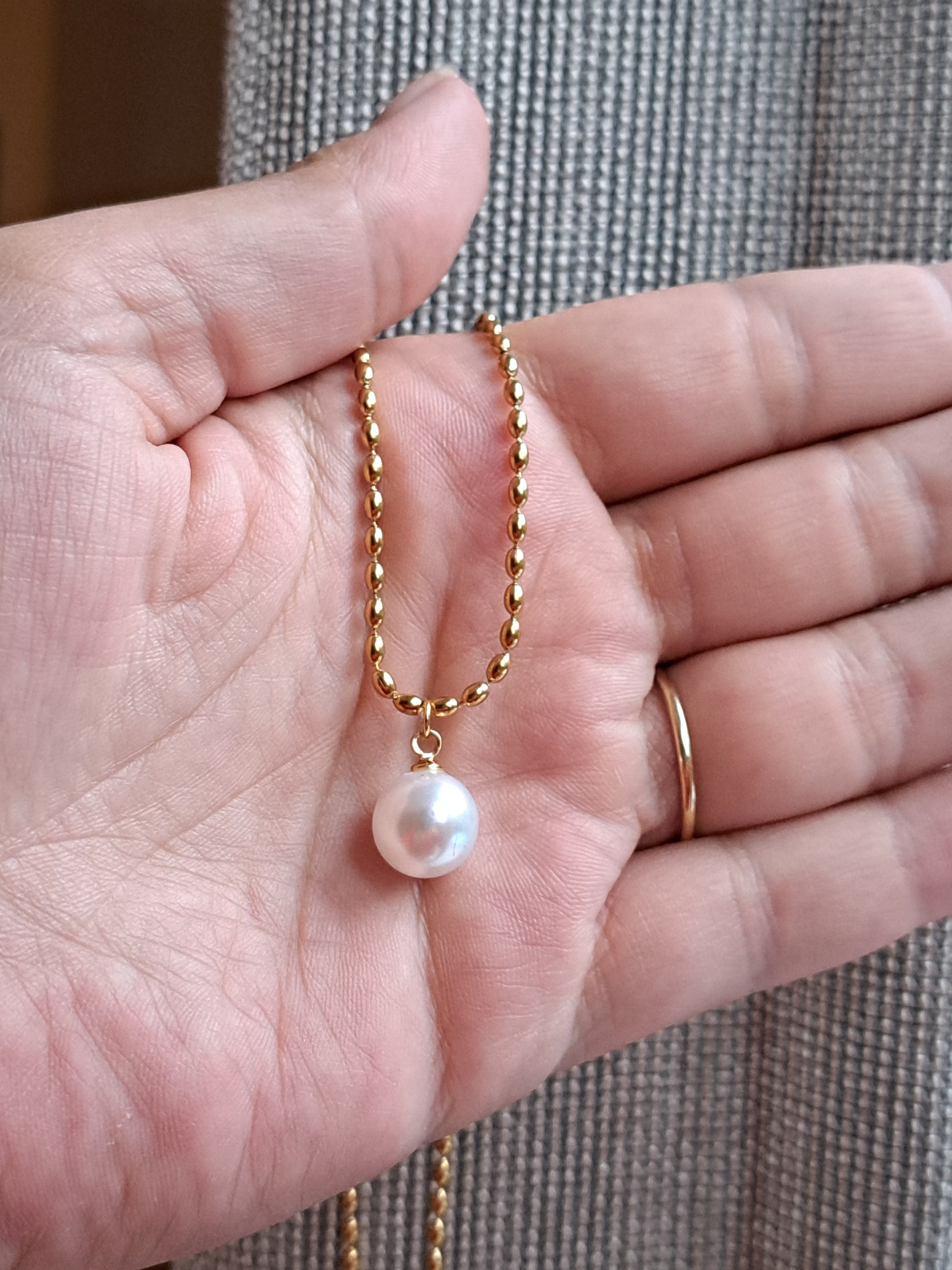 Sissy parel rib ketting - stainless steel - goud