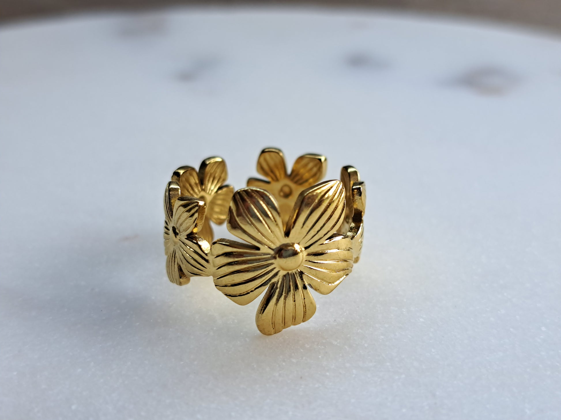 Sissy Ella bloom ring - stainless steel - goud