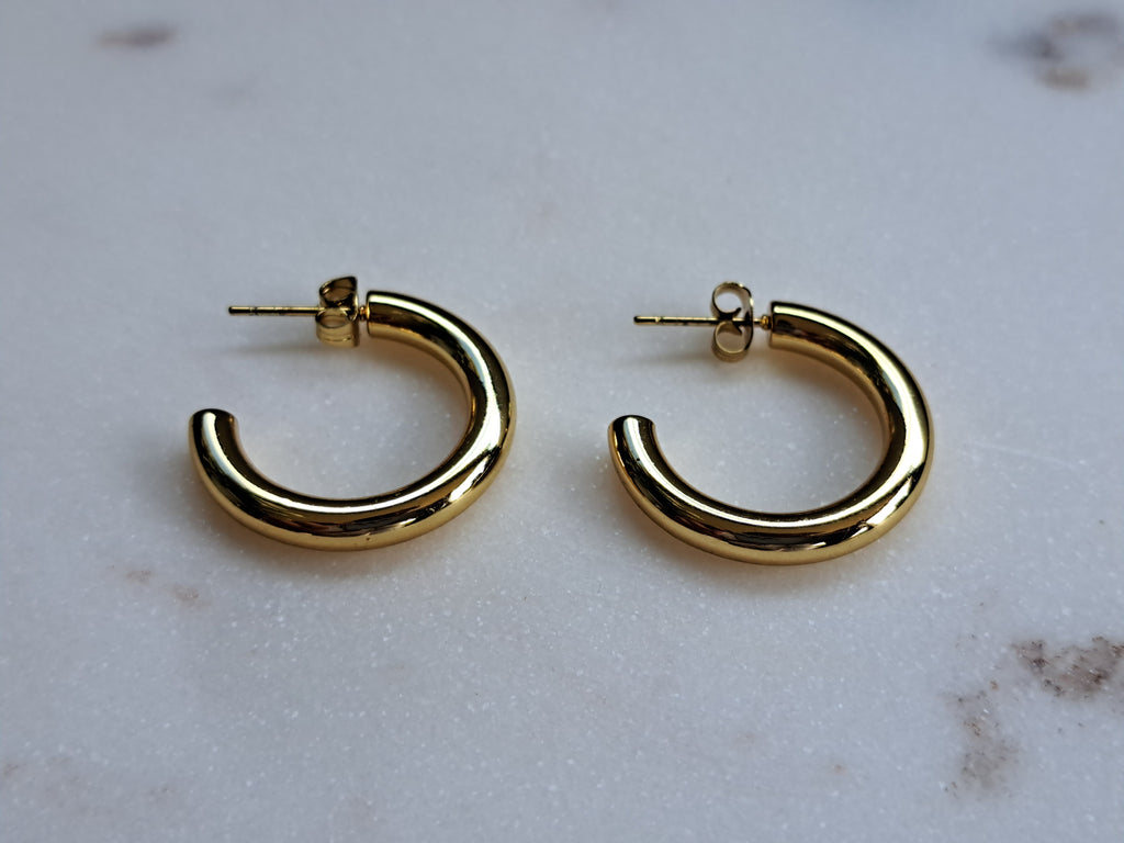 Sissy hoop oorbellen - stainless steel - goud