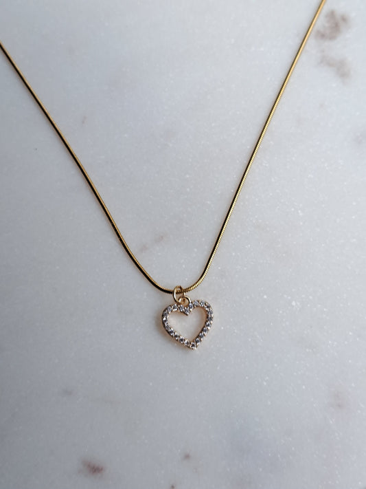 Sissy strass hart ketting - stainless steel - goud