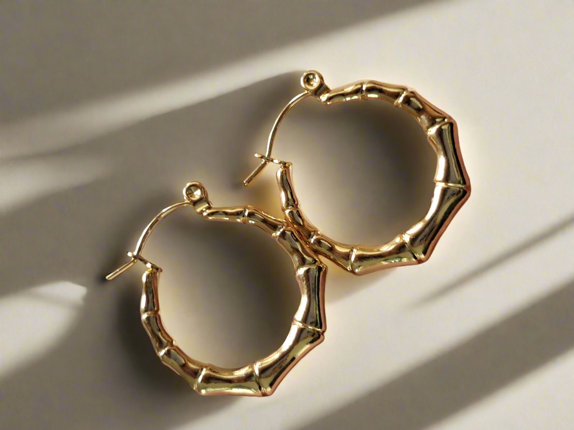 Esma Luna Gouden bamboo hoop oorbellen