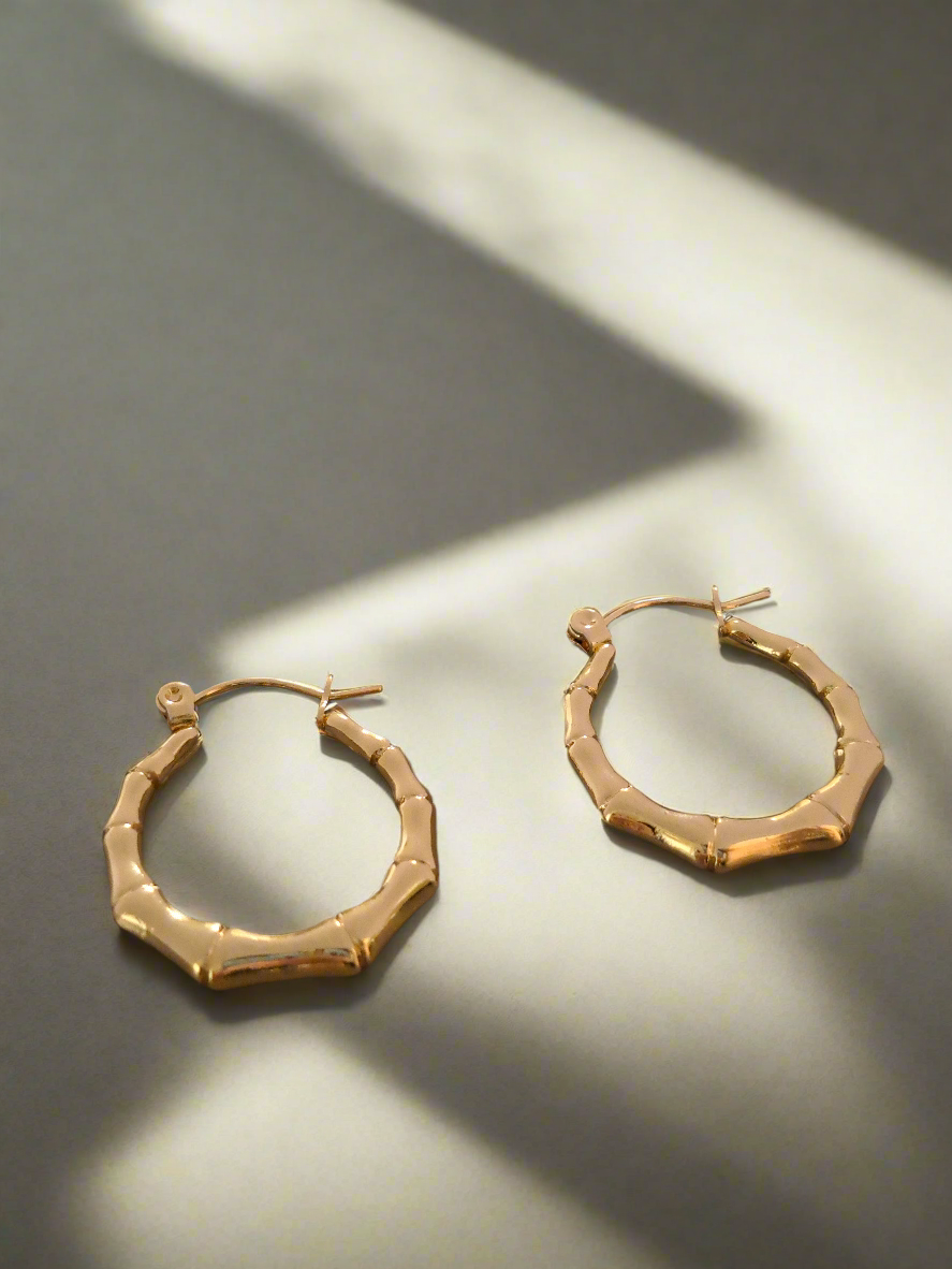 Esma Luna Gouden bamboo hoop oorbellen