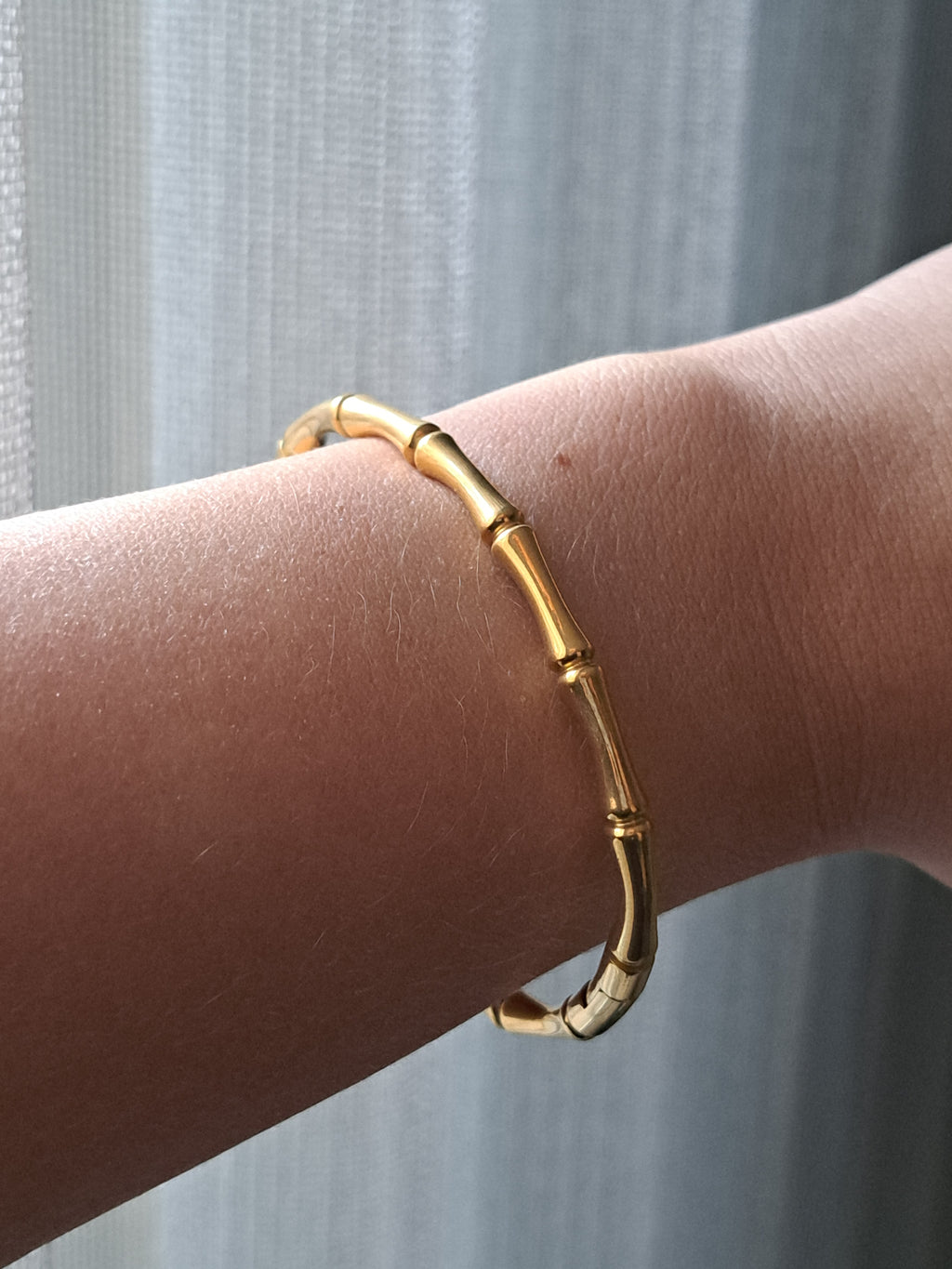 Bamboo bangle, stainless steel, goudkleurig