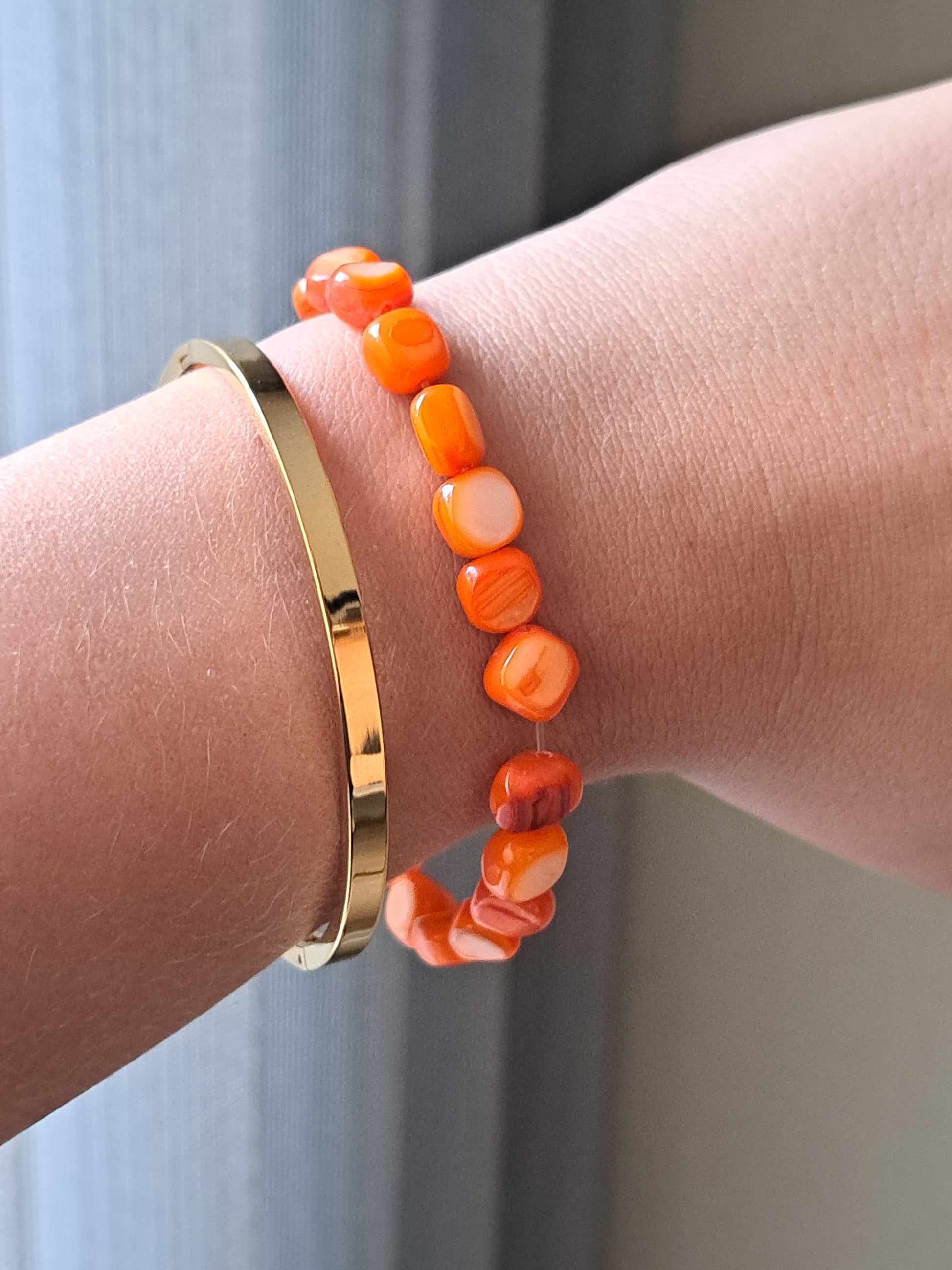 Stainless steel bangle - goudkleurig shiny