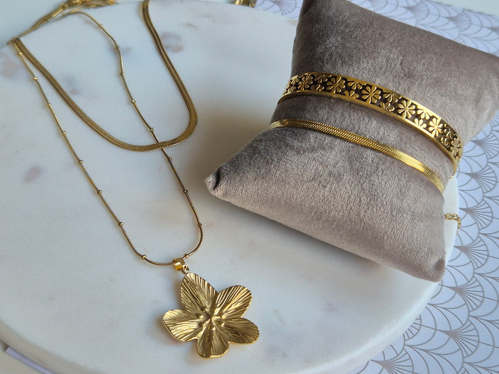 Sieraden bloom set - goudkleurig en stainless steel
