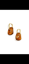 Rechthoekige oorbel met bruine hanger