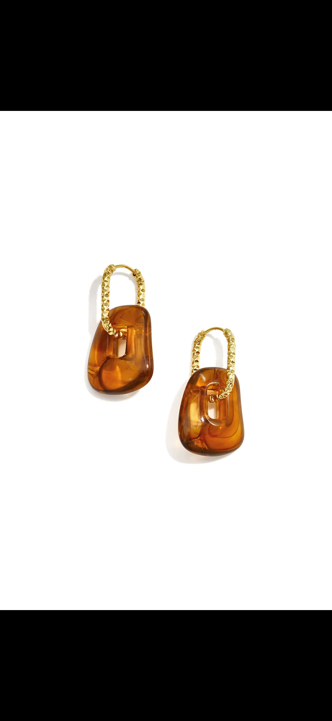 Rechthoekige oorbel met bruine hanger
