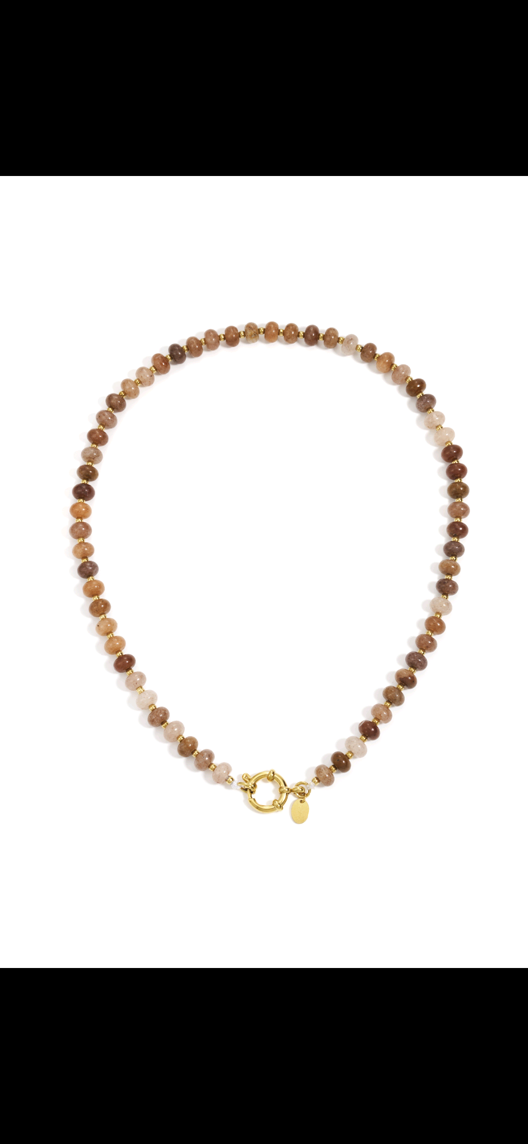 Bruine kralenketting - goud