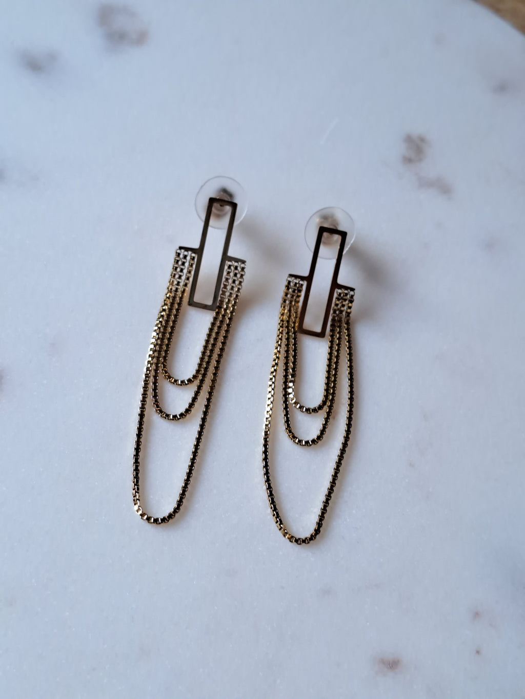 Chique RVS hangoorbellen, goudkleurig