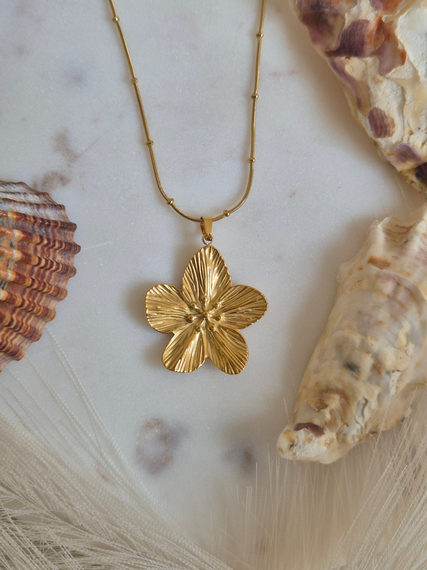 Sissy flower ketting - stainless steel - goud