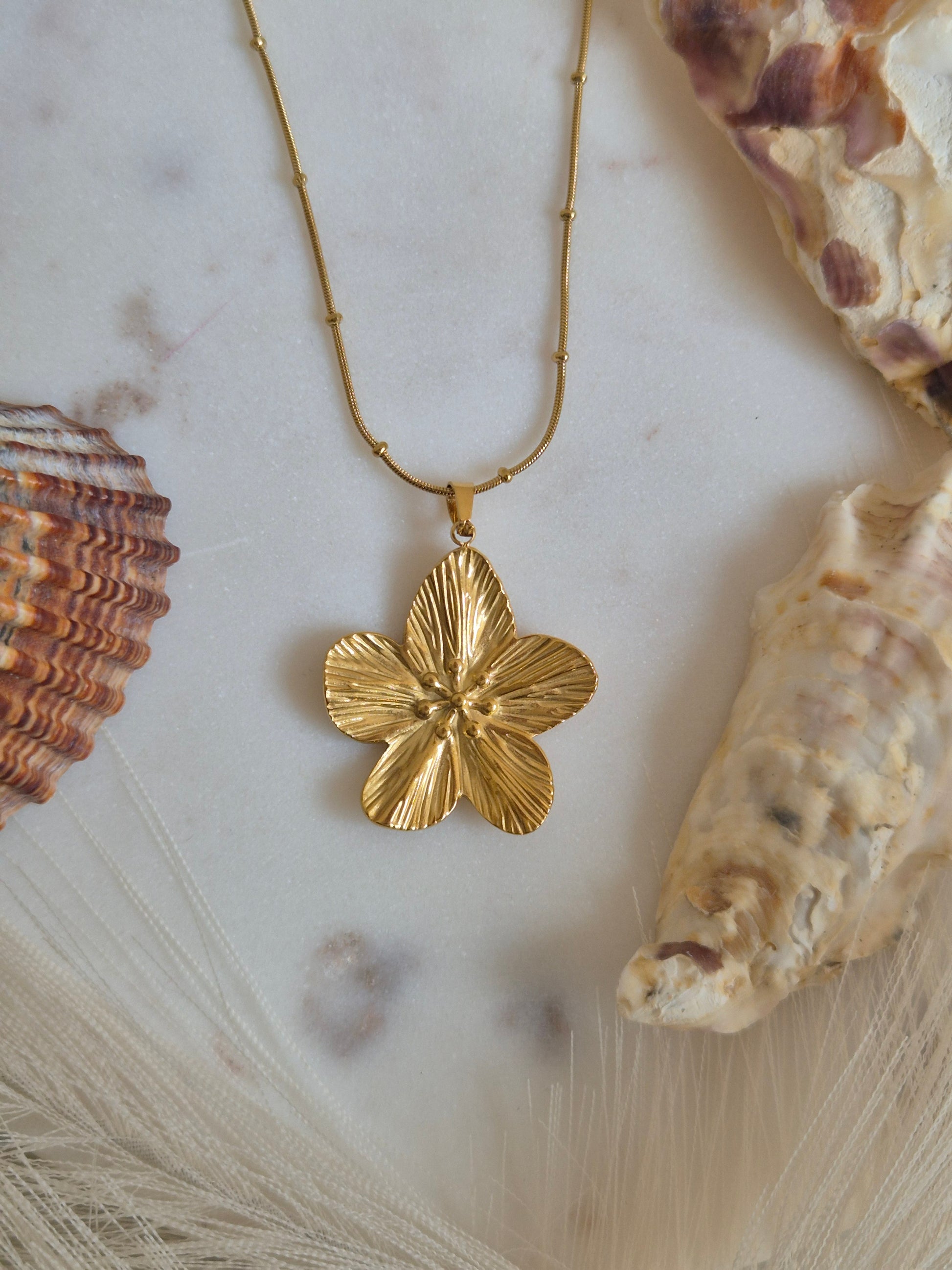 Sissy flower ketting - stainless steel - goud