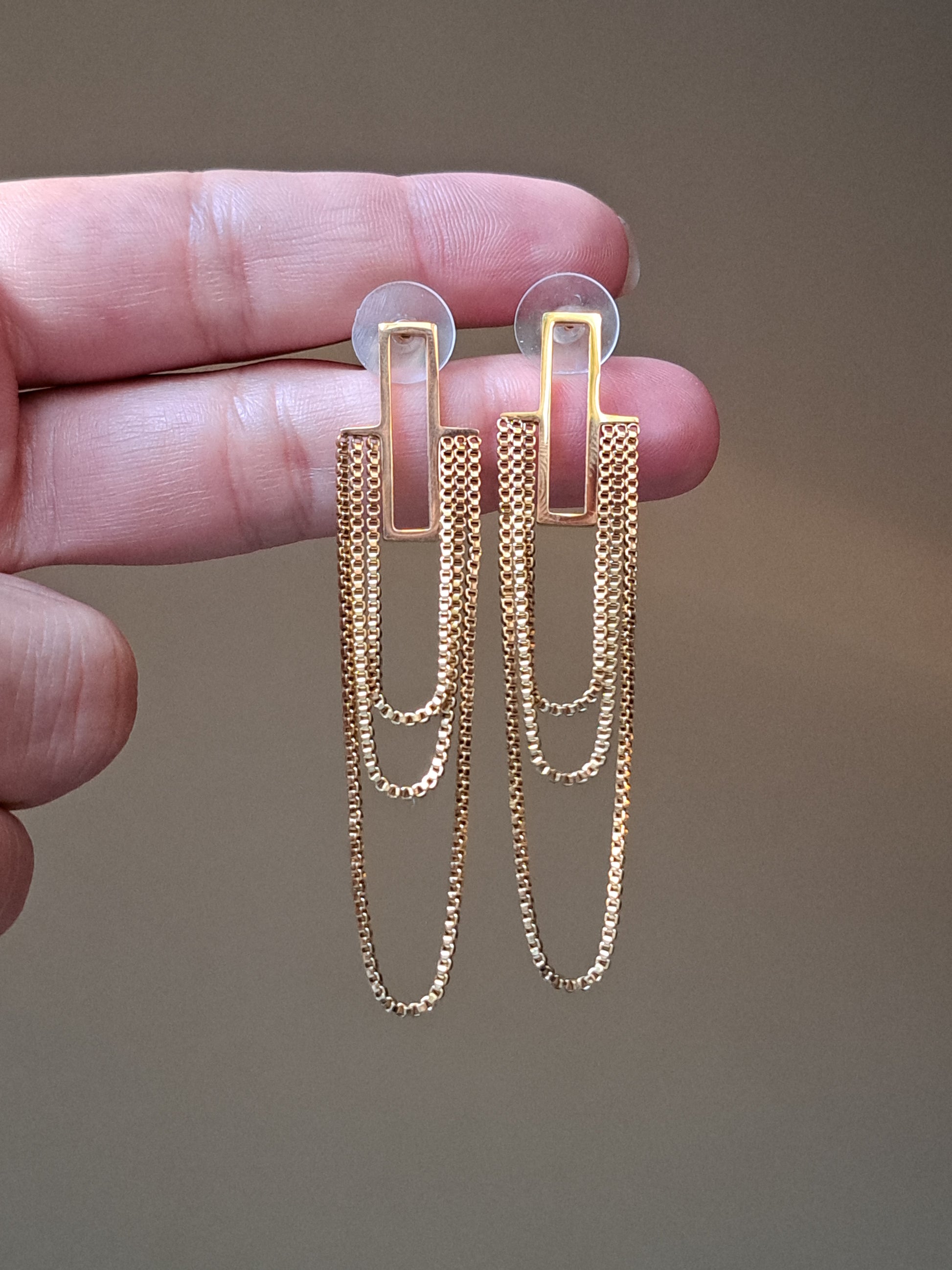 Chique RVS hangoorbellen, goudkleurig