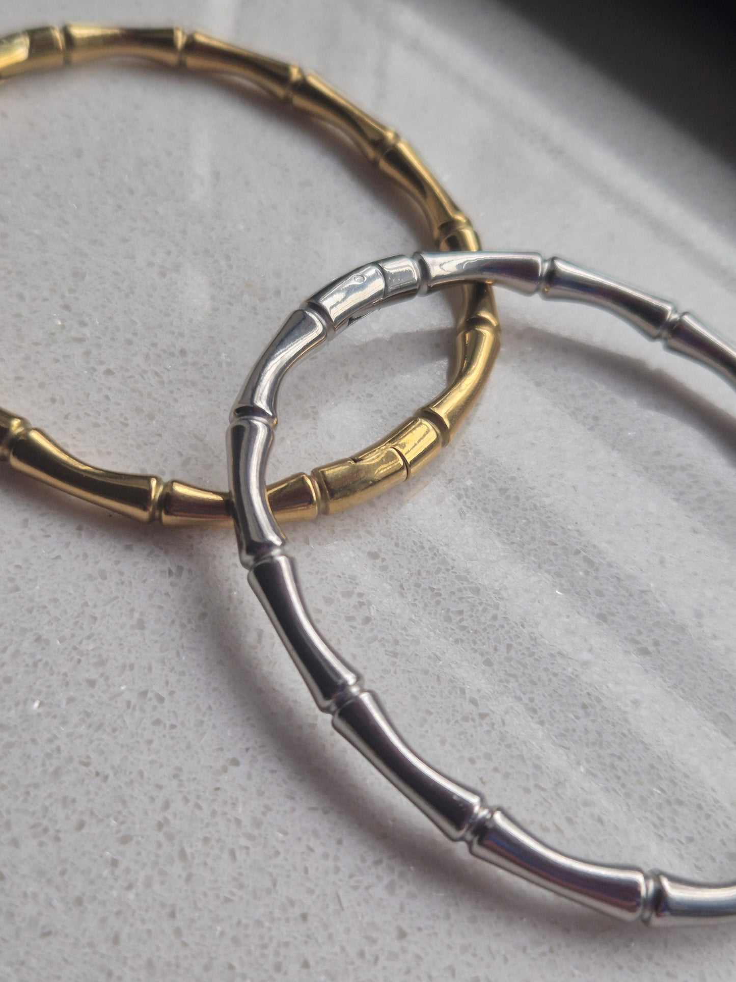 Bamboo bangle - stainless steel - goud of zilver