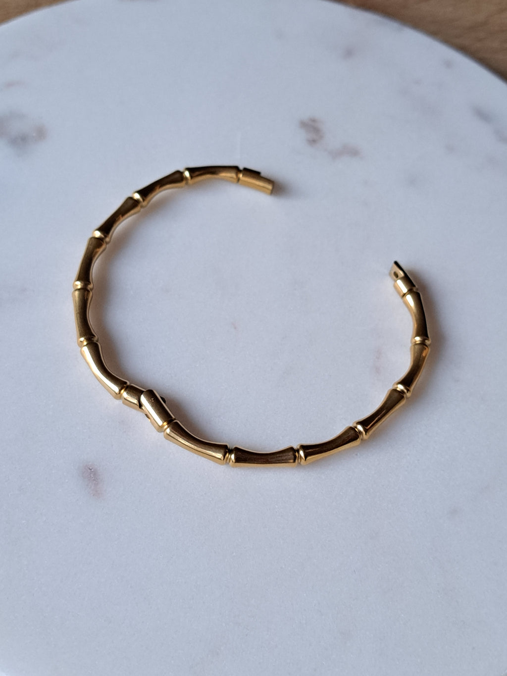 Bamboo bangle, stainless steel, goudkleurig