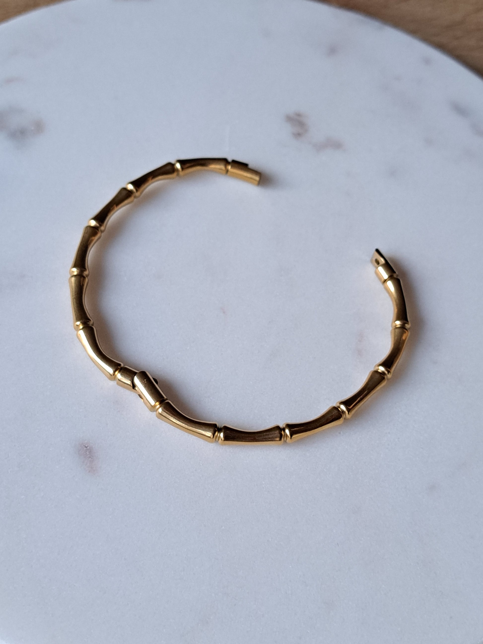 Bamboo bangle, stainless steel, goudkleurig