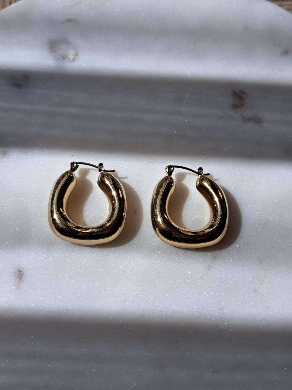 Baloon hoop golden rings - stainless steel