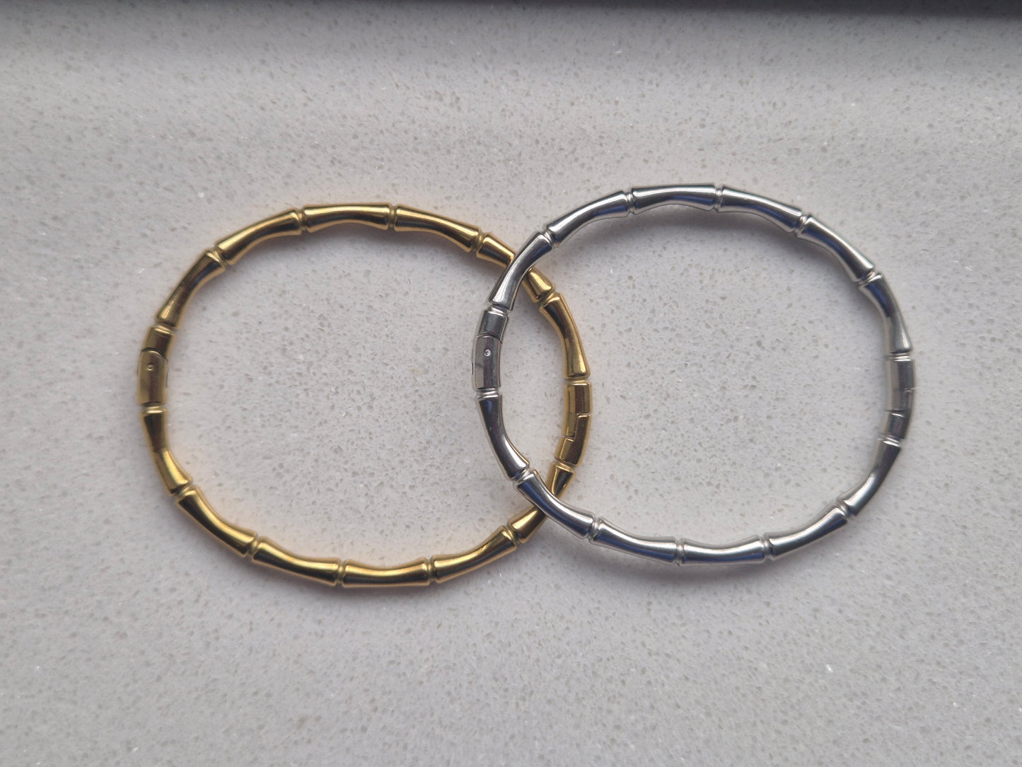 Bamboo bangle - stainless steel - goud of zilver