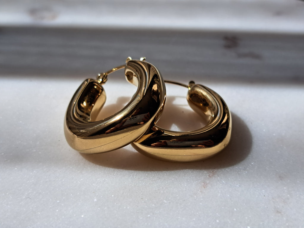 Baloon hoop golden rings - stainless steel