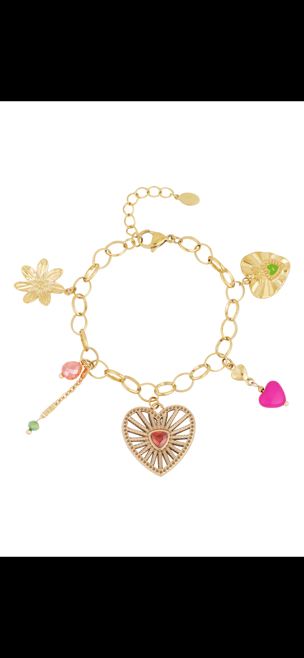Kleurrijke bedelarmband - gold