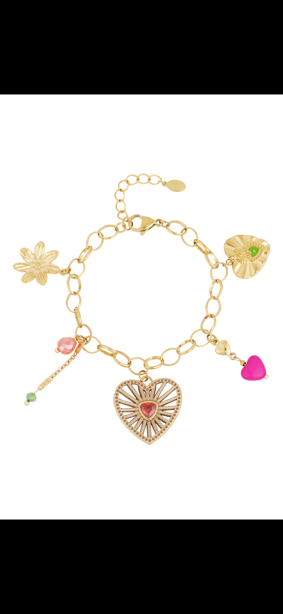 Kleurrijke bedelarmband - gold