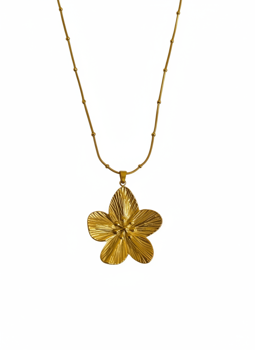Sissy flower ketting - stainless steel - goud