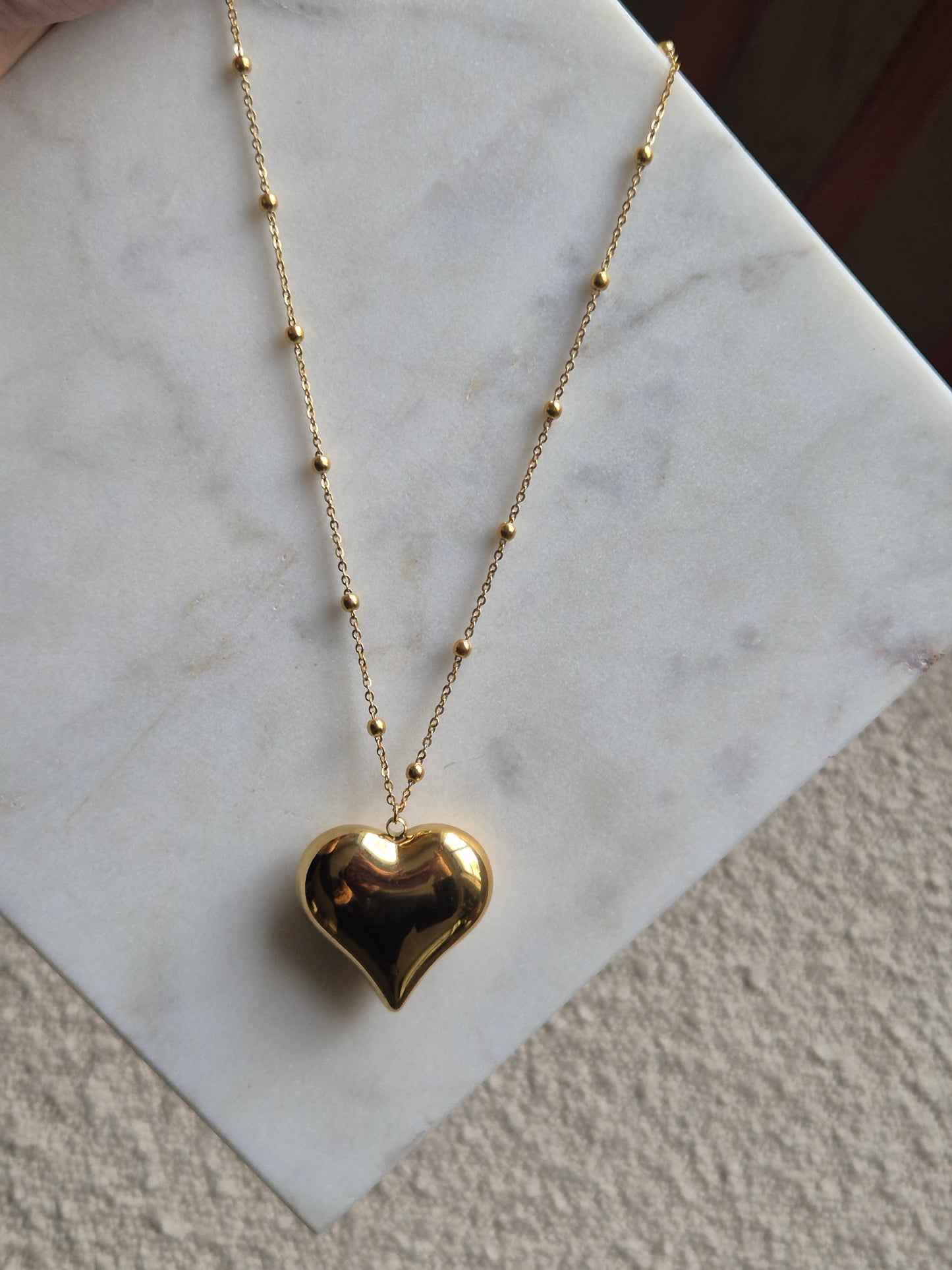 Lange gouden hartketting - stainless steel - goudkleurig