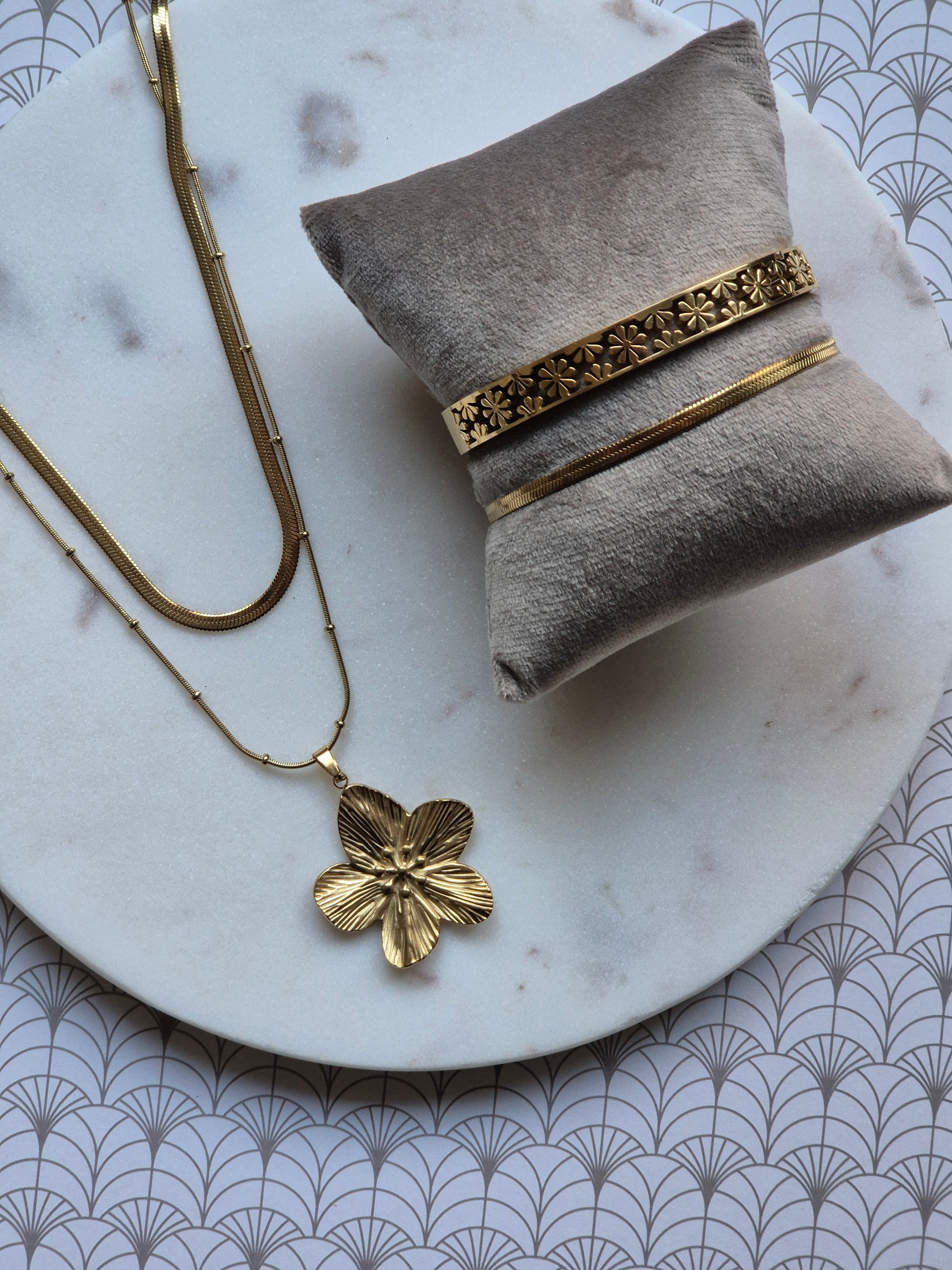 Sieraden bloom set - goudkleurig en stainless steel